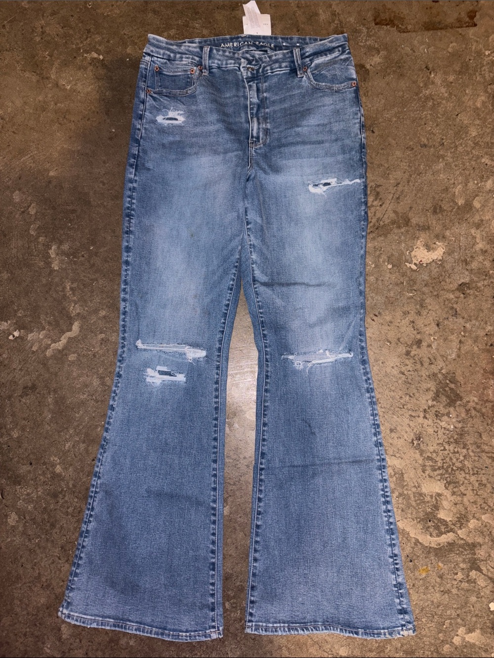 American Eagle Outfitters Light Blue Distressed Flare Jeans